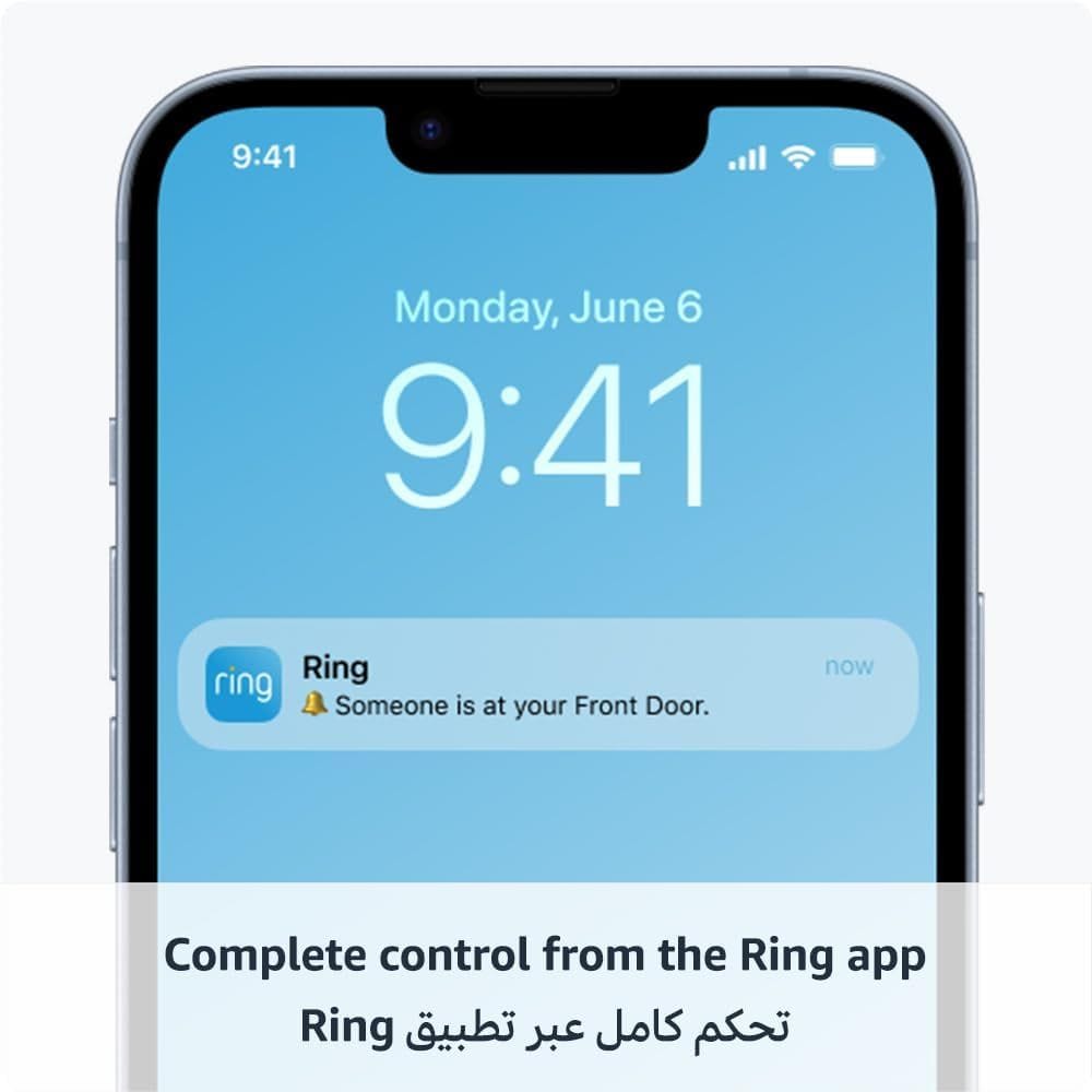 جرس باب فيديو يعمل بالبطارية من رينج، كاميرا أمان لاسلكية عالية الدقة، رؤية شاملة، اتصال ثنائي الاتجاه، كشف الحركة، جرس باب ذكي يعمل بتقنية الواي فاي