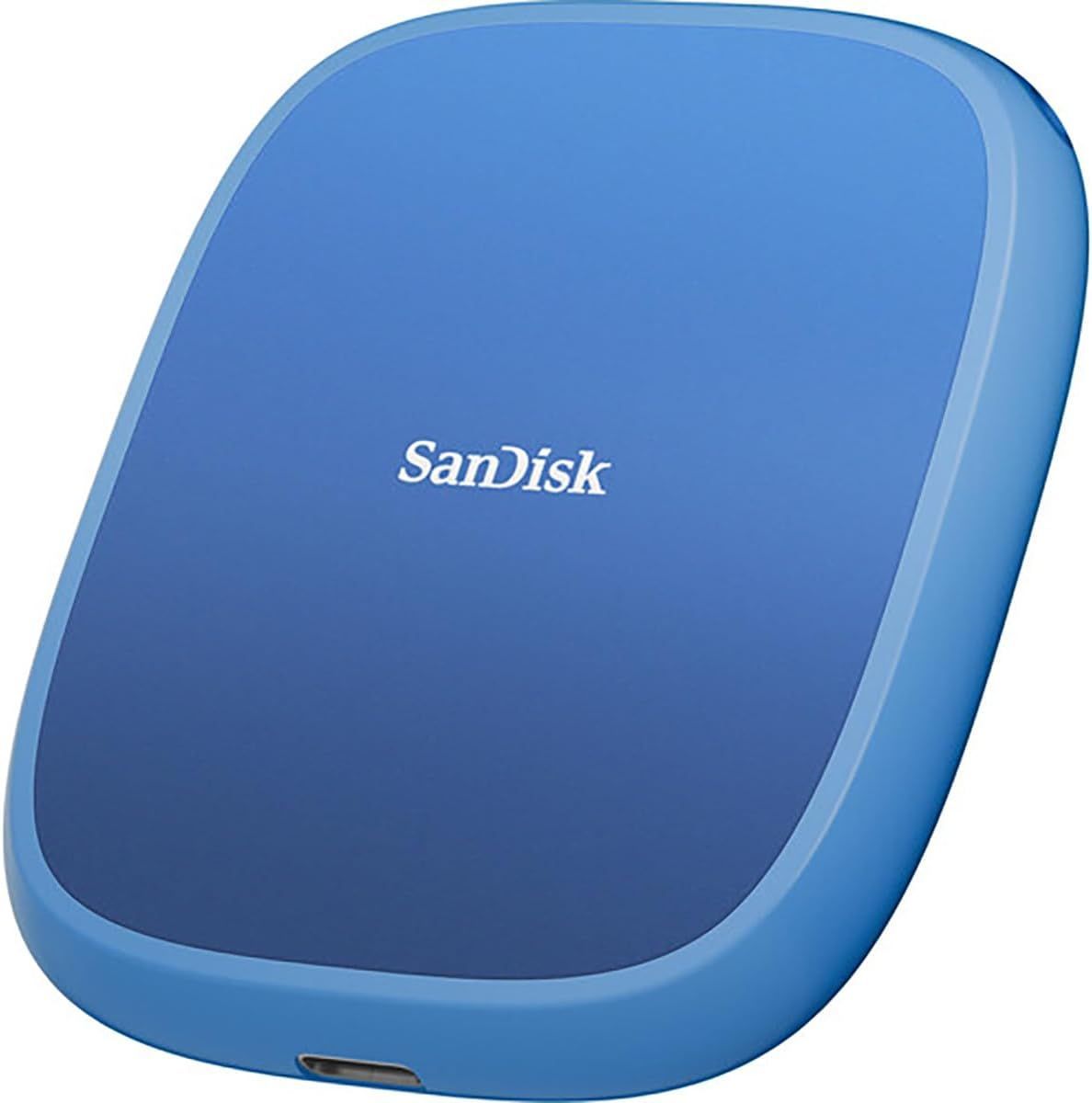 سانديسك كرييتور فون SSD سعة 1 تيرابايت، متوافق مع MagSafe، بسرعة قراءة 1000 ميجابايت/ثانية، يدعم فيديو 4K ProRes، مقاوم بمعيار IP65، أزرق