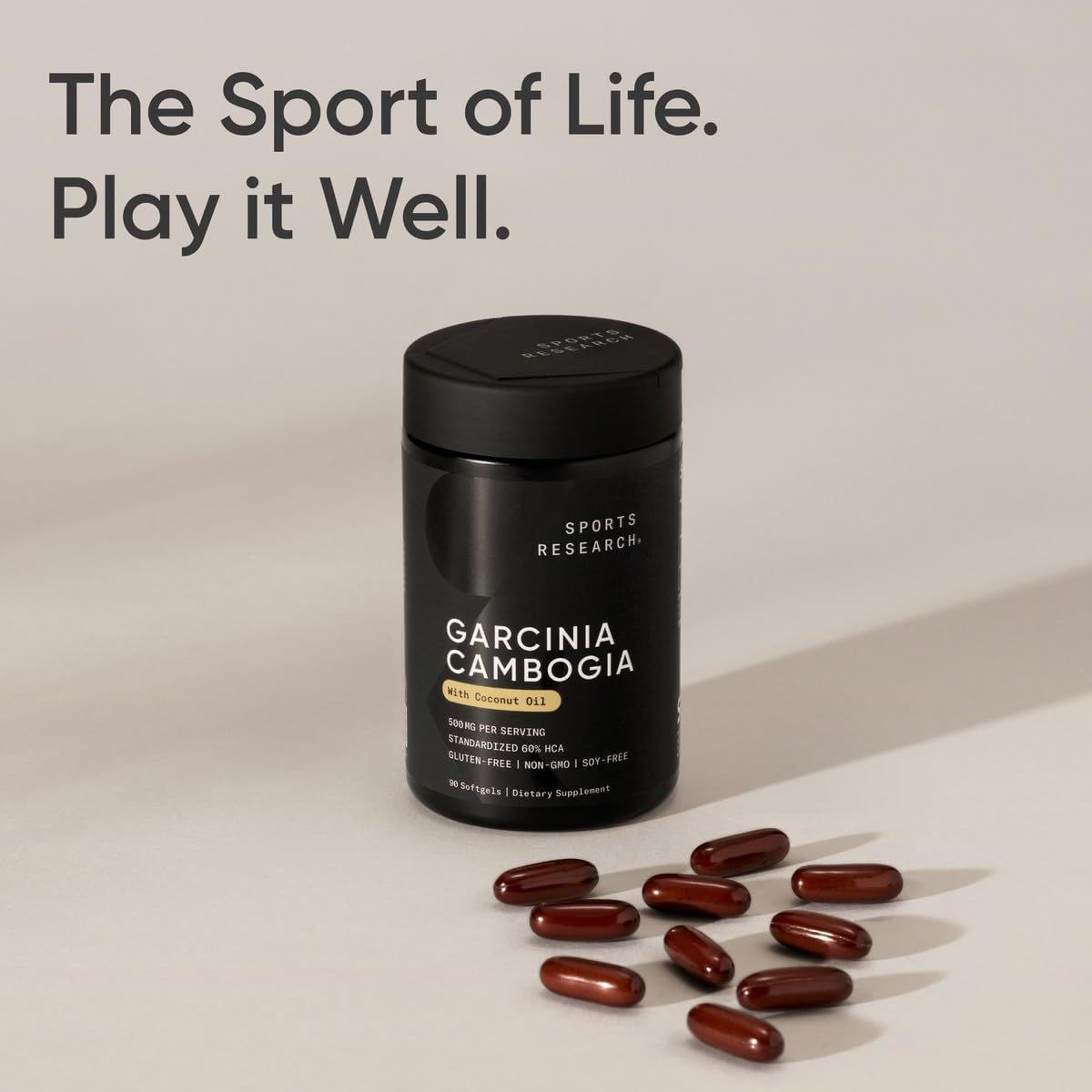 Sports Research Premium Garcinia Cambogia Extract with Extra Virgin Coconut Oil | 90 Softgels