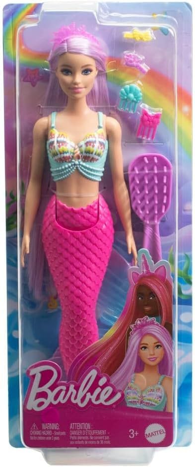 Enchanting Barbie Mermaid Doll with 7-Inch Fantasy Hair & Styling Accessory Set