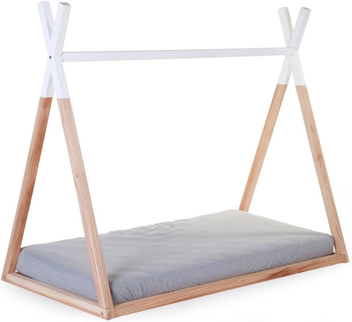 Childhome Tipi Cot Bed Frame 70x140cm, Premium Solid Beech Wood Build, Comfortable Sleeping Setup, Safe And Sturdy Construction - White