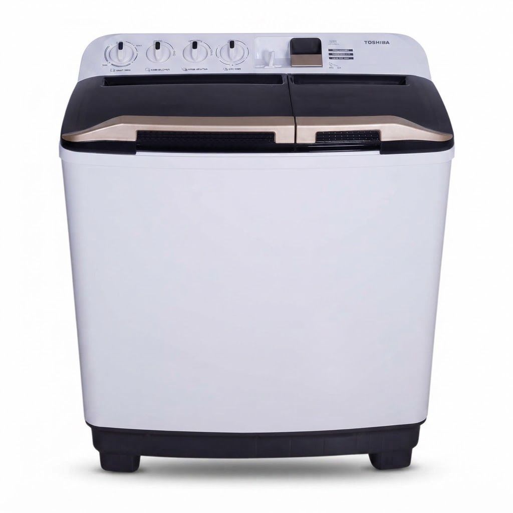 Toshiba 12kg Twin Tub Top Load Washing Machine, 1250 RPM Spin Speed, Air Dry Function, Lint Filter | White - VH-H130WA