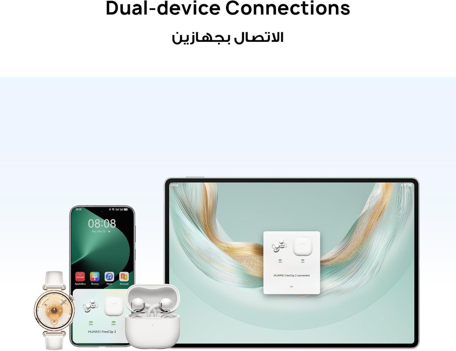 Huawei FreeClip 2 Open-Ear Clip-On Earbuds, Built-in Google AI, 38H Battery, IP57 Water & Dust Resistant - Black