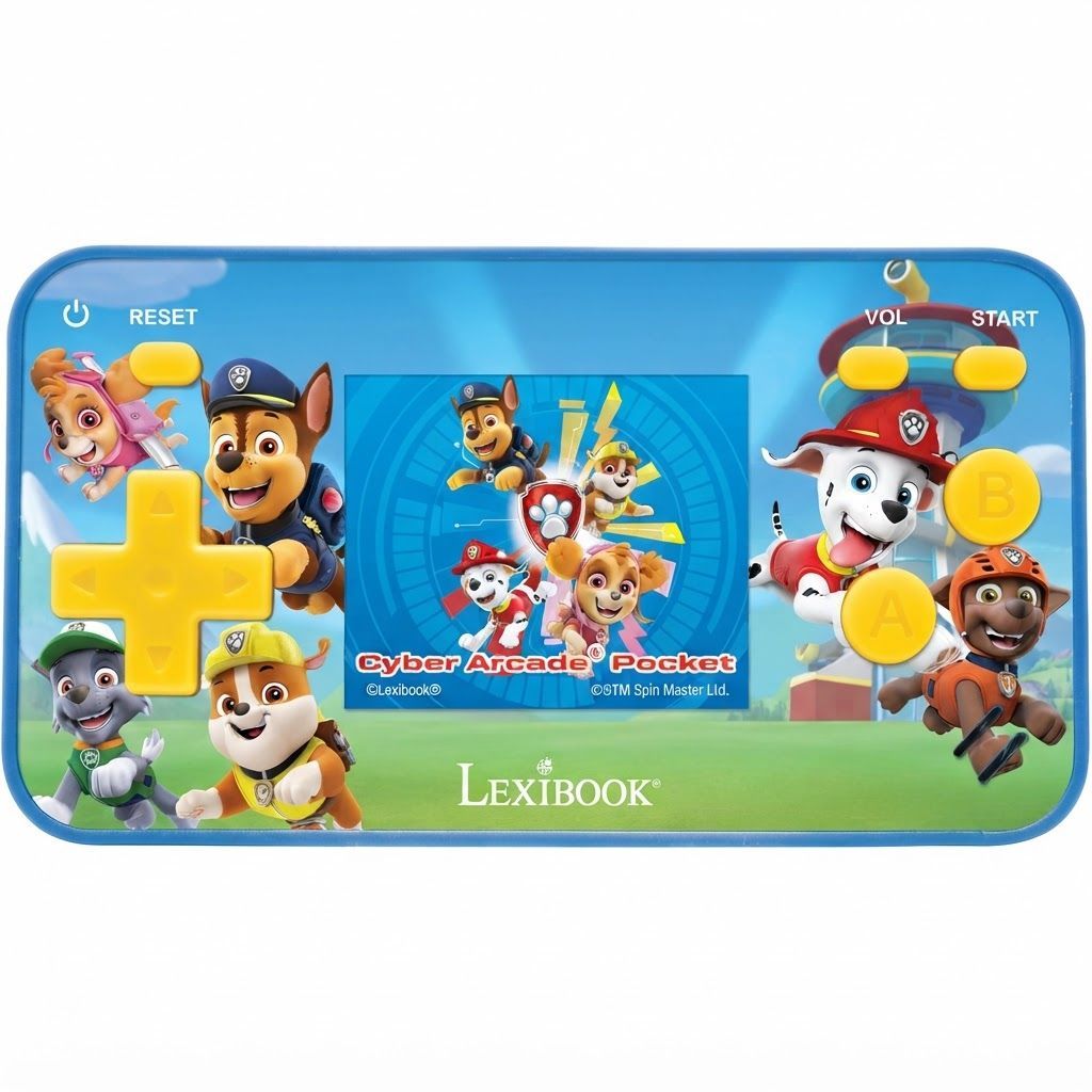 جهاز ألعاب محمول Lexibook Paw Patrol Cyber Arcade Pocket، يحتوي على 150 لعبة، وشاشة LCD مقاس 1.8 بوصة باللونين الأحمر والأزرق.