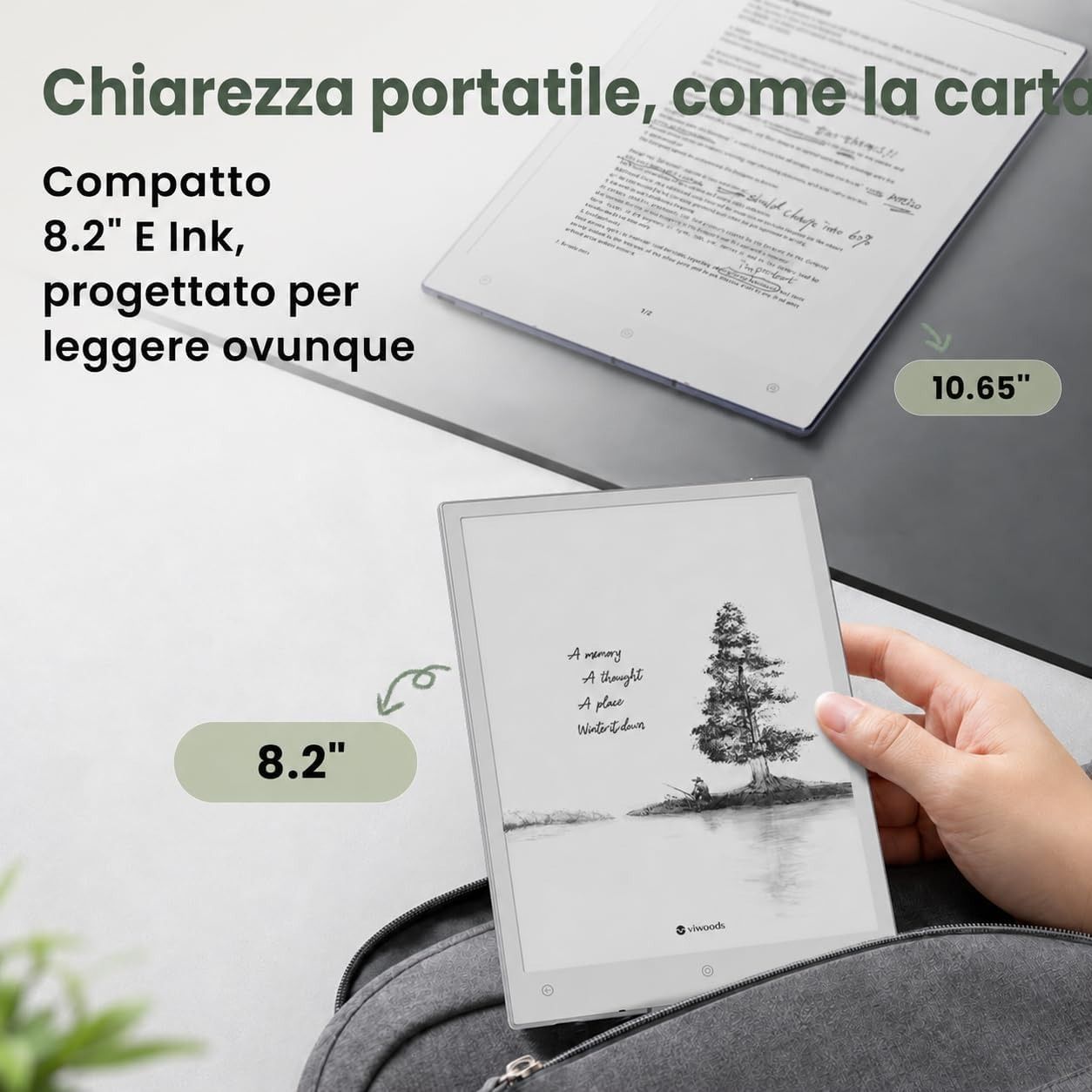 VIWOODS AiPaper Mini Upgraded Bundle  8.2" AI E Ink Tablet, 292PPI, Adjustable Warm Light, W2 Stylus Pro & 5 Nibs, 128GB
