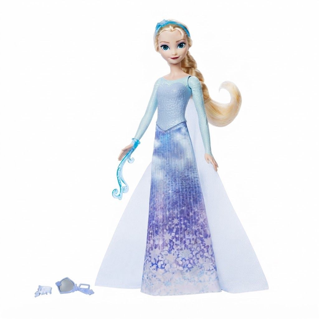 Mattel Disney Frozen Spin & Reveal Elsa Fashion Doll Set JBG59, Magical Twist Reveal with 11 Surprises, Multicoloured