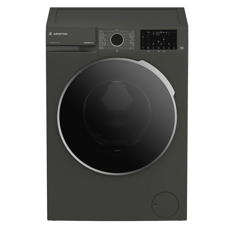 Ariston 10kg/7kg Front Load Washer Dryer, 1400 RPM, Brushless Motor, 15+ Wash & Dry Cycles, Digital Display | Manhattan Gray - ARWD 107143D MME