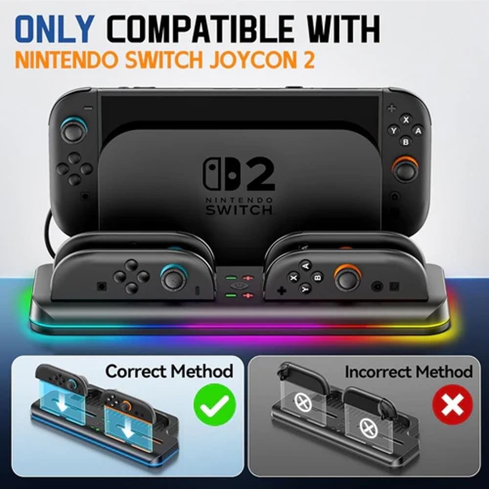 Nintendo Switch 2 Controller Charging Dock, Dual Controller Fast Charging Station, LED Charging Indicators, USB-C Powered Dock | 6972861542057