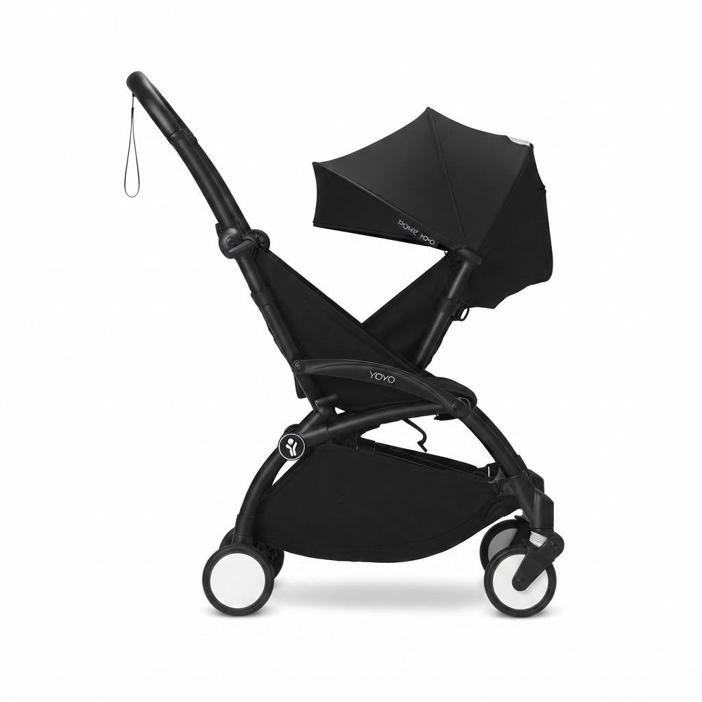 Stokke YOYO3 Compact Travel Stroller, Lightweight Foldable Baby Stroller for 6 Months+, Cabin-Friendly Design, High-End Durability in a Super-Compact Frame | Black