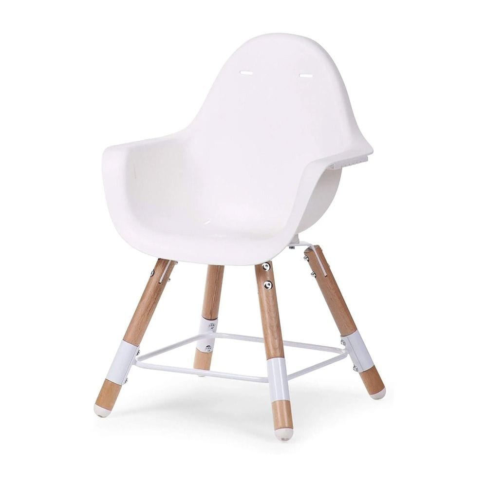 Childhome 2-in-1 Adjustable Wooden High Chair Booster Toddler Seat 75cm & 50cm Table Height 5-Point Harness Natural White | CHEVOCHNW