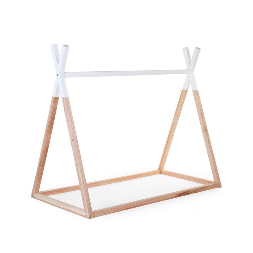 Childhome Tipi Cot Bed Frame 70x140cm, Premium Solid Beech Wood Build, Comfortable Sleeping Setup, Safe And Sturdy Construction - White
