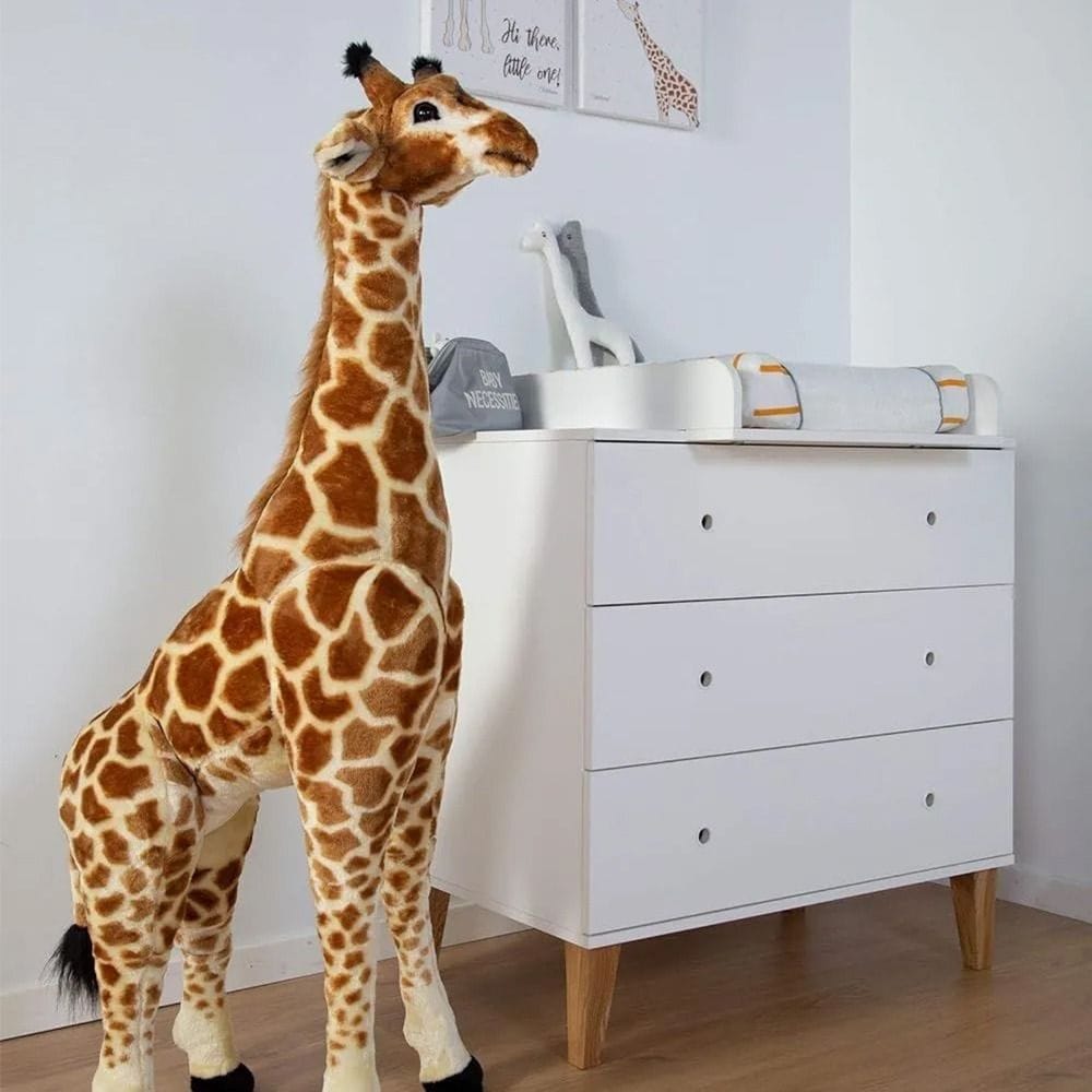 Childhome 135cm Giant Standing Stuffed Plush Giraffe Soft Animal Toy Kids Room Nursery Decoration EN71 Brown | CHSTGIR135XT