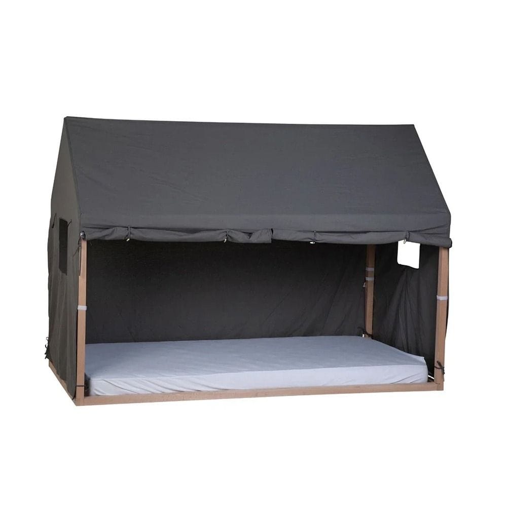 Childhome Bed Frame House Cover 90x200cm, Handy Windows, Roll-Up Sides, Very Easy To Attach - Anthracite