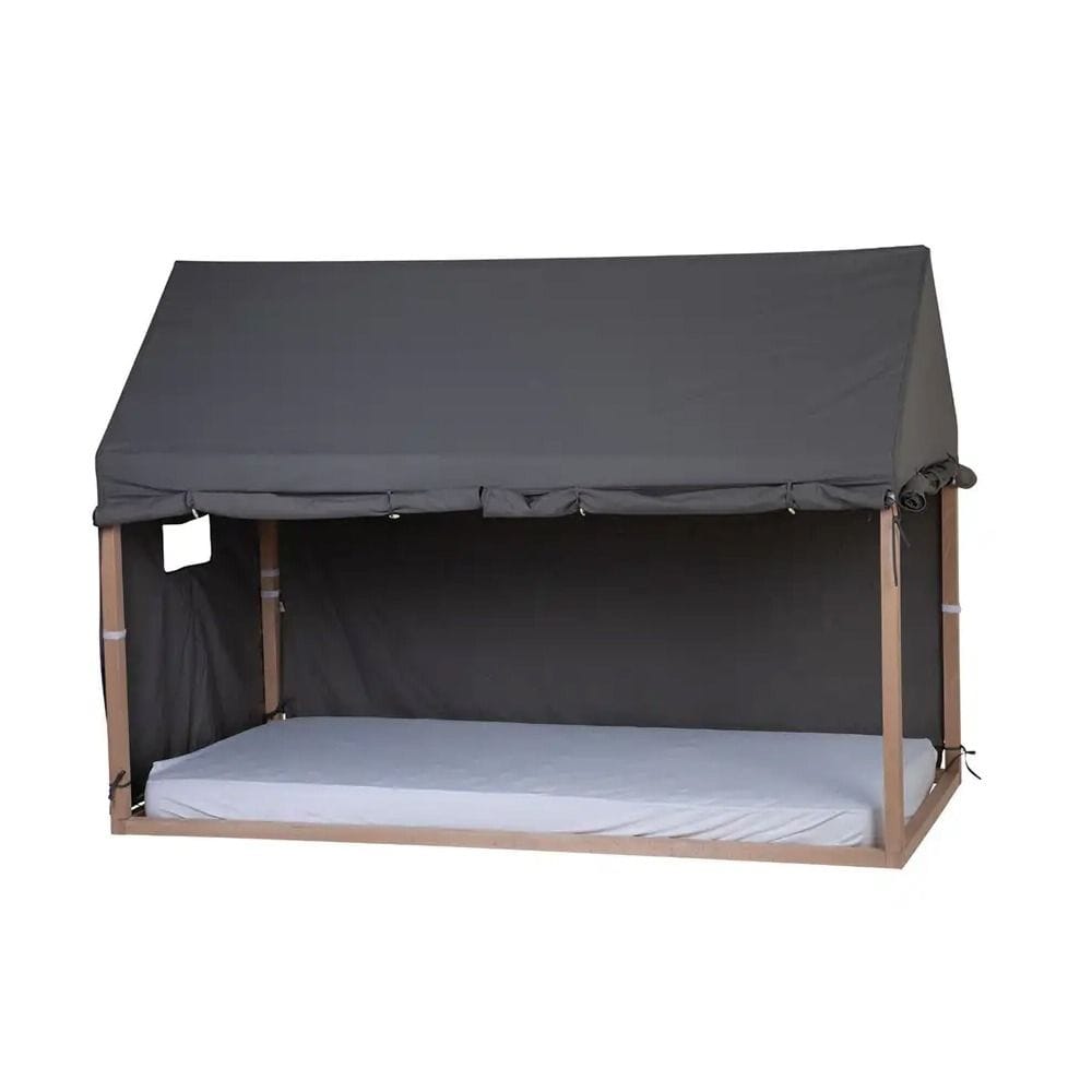 Childhome Bed Frame House Cover 90x200cm, Handy Windows, Roll-Up Sides, Very Easy To Attach - Anthracite