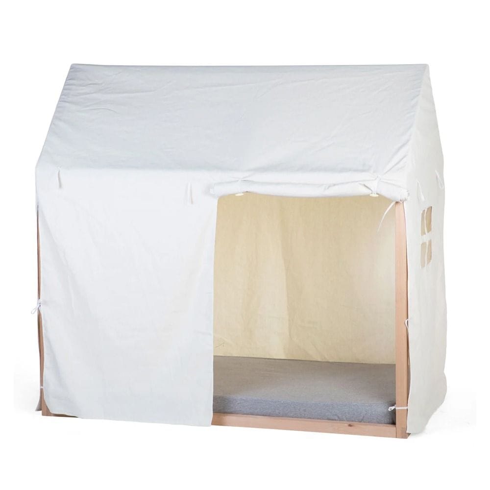 Childhome Bed Frame House Cover 90x200cm, Handy Windows, Roll-Up Sides, Very Easy To Attach - White