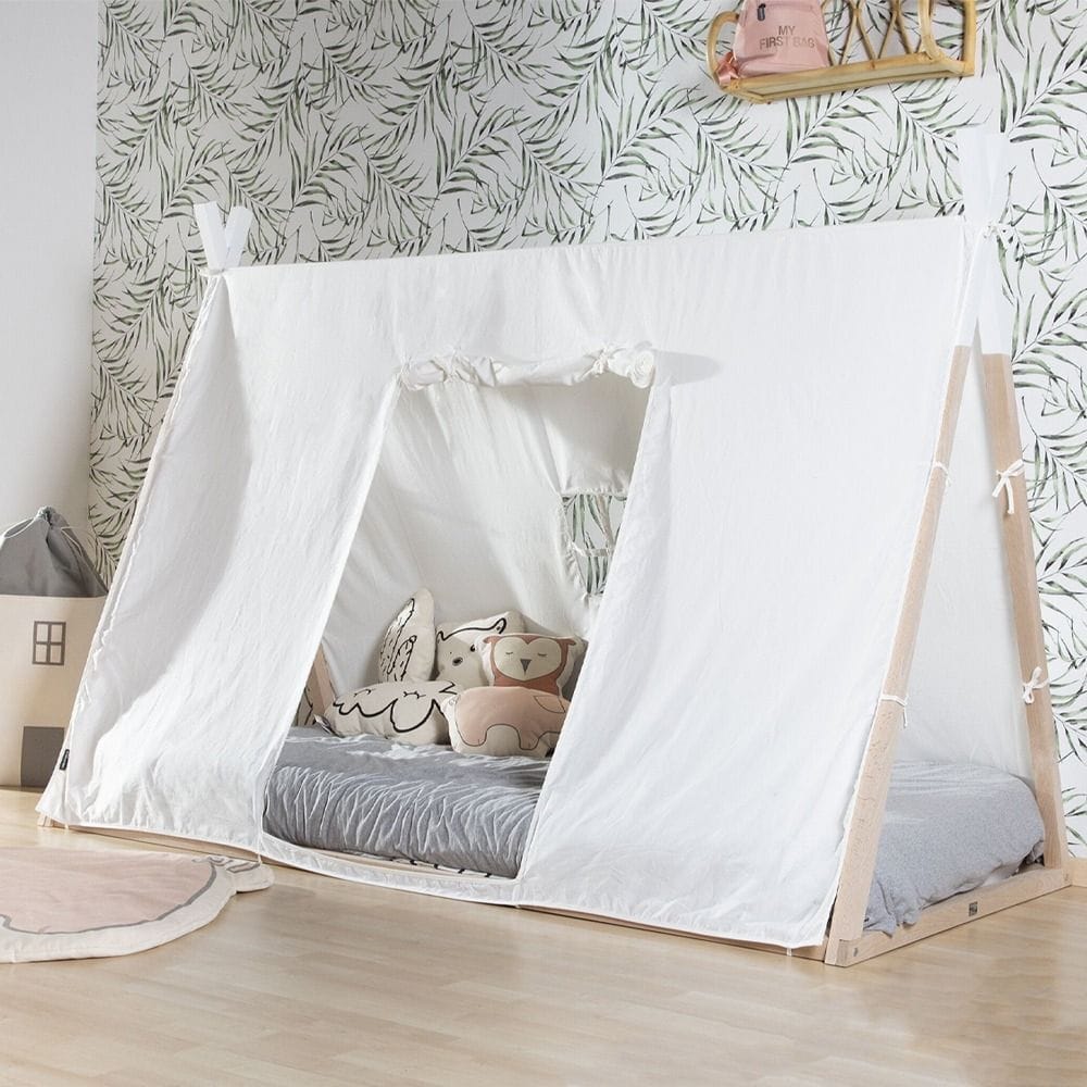Childhome Tipi Bed Frame 90x200cm, Compatible Sleeping Setup, Highly Customisable Design, Safe And Sturdy Structure - White
