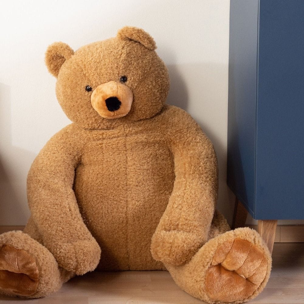 Childhome Seated Teddy Bear 76cm, Loyal And Lovable Companion, Stylish Nursery Decor Piece, Always Hug-Ready Comfort - Brown