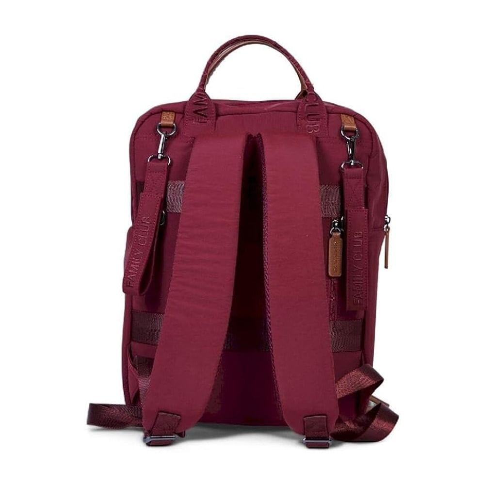 Childhome Signature Urban Family Club Backpack, Large Capacity, 11 Compartments, Insulated Pockets, Changing Mat Included - Burgundy