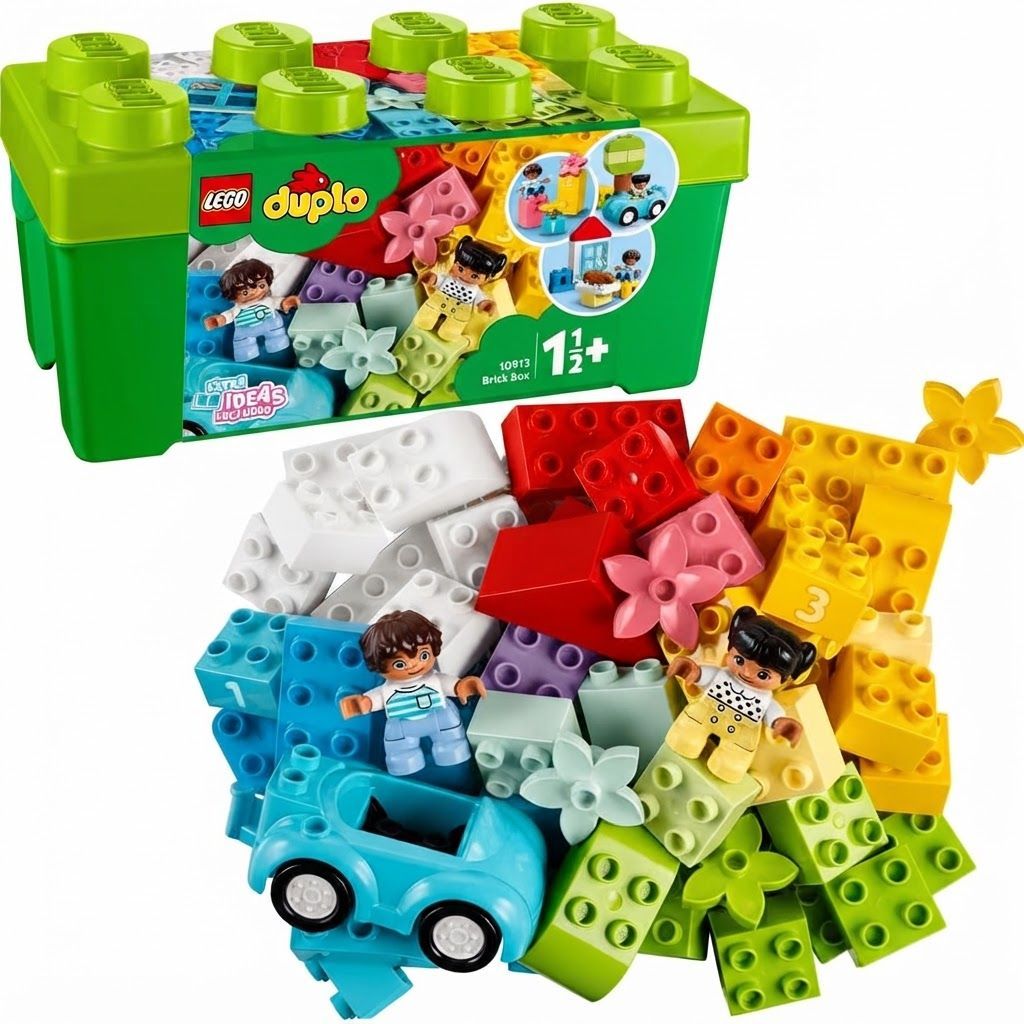 LEGO DUPLO Brick Box Educational Toddler Building Set with 65 Colorful Pieces, Figures 2 Figures, 1.5+ Years