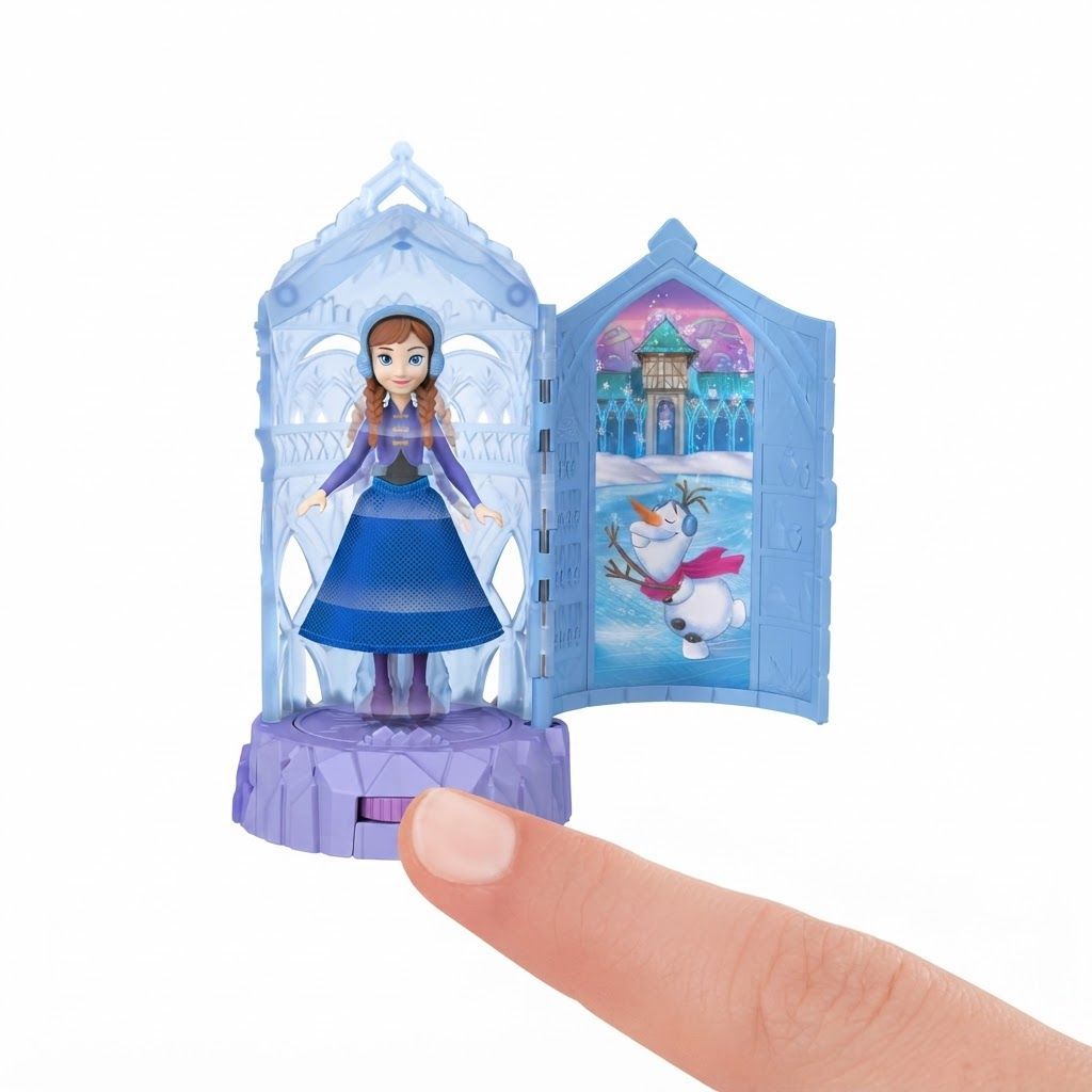 Mattel Disney Frozen Ice Castle Spinning Surprise Playset with Miniature Doll JCR90, Collectible Mystery-Themed Playset