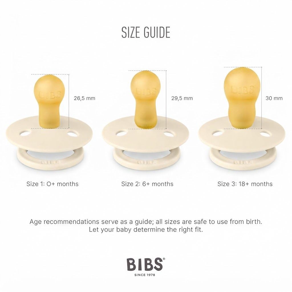 عبوة من لهايتين BIBS بحلمة دائرية من اللاتكس مقاس 1، لعمر 0-6 أشهر، فتحات لتهوية الهواء، شكل حلمة دائري، تصميم خفيف وكلاسيكي - عاجي / وردي فاتح