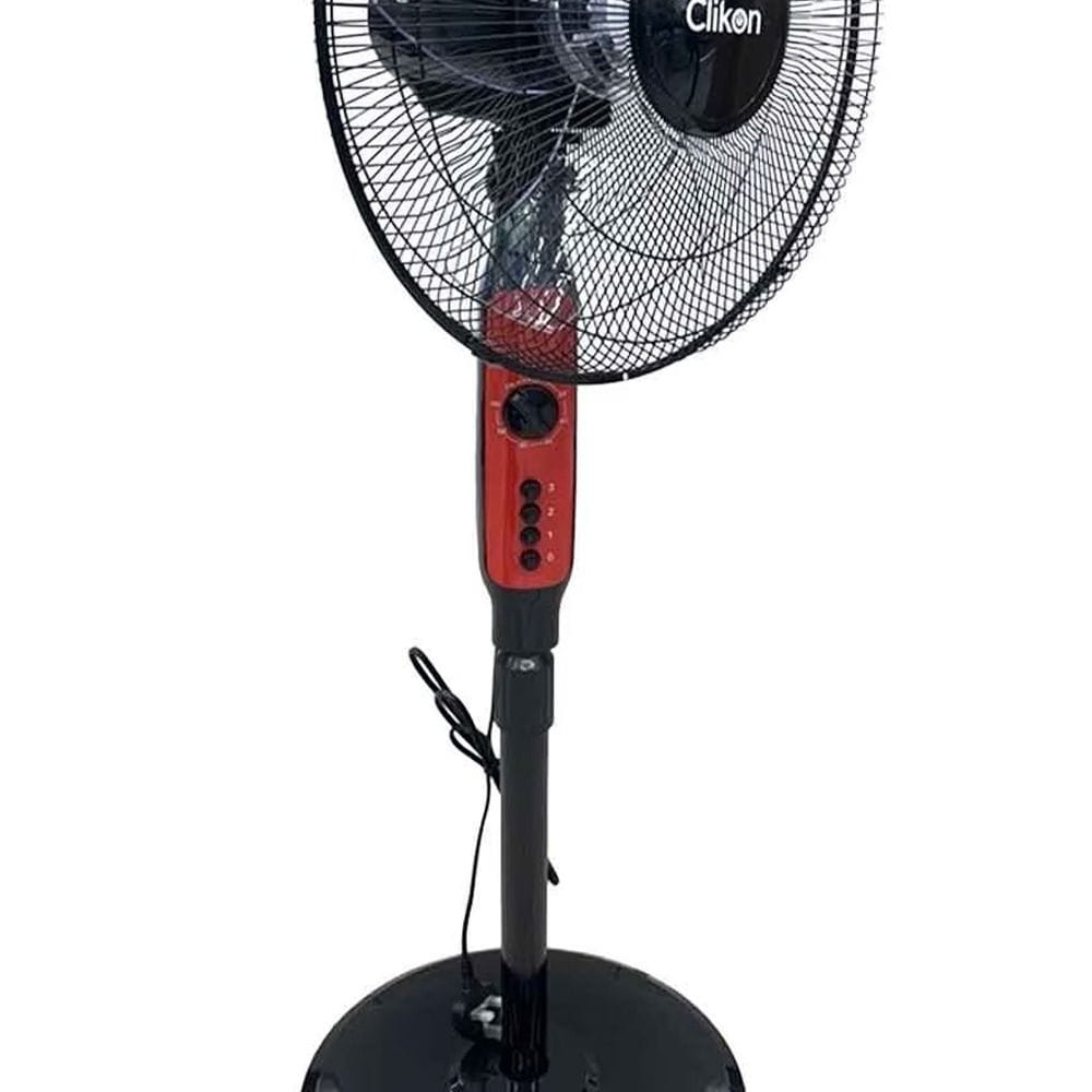 Clikon 16" Stand Fan, 45W, 3-Speed Control, Powerful Airflow, Adjustable Height, Wide-Angle Oscillation | Red/Black - CK2059