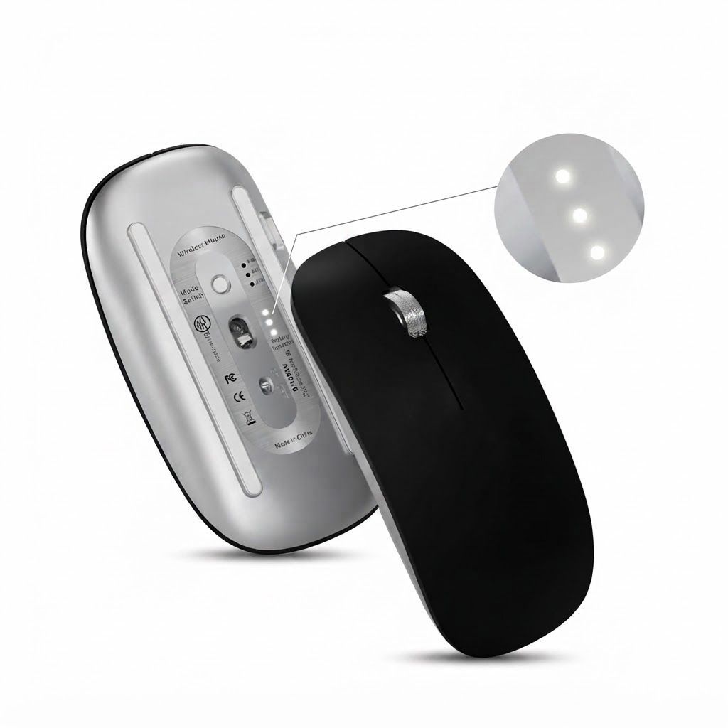 AmeFanie Rechargeable Wireless Mouse, Tri-Mode Bluetooth 5.1 & 2.4GHz Silent Mouse for Laptop