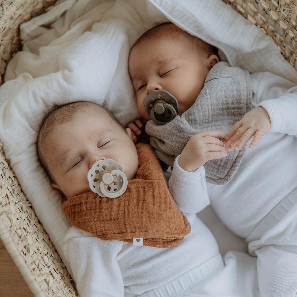 BIBS Boheme Pacifiers Size 1 0+ Months 2 Pack, Natural Rubber Latex Nipple, Seamless Feeding Transition, Gentle Shield Design - Ivory/Sage