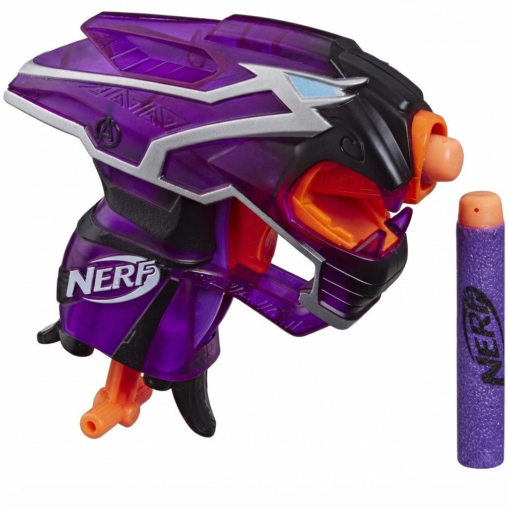 Nerf MicroShots Marvel Black Panther Toy Blaster, Mini Dart Launcher, 2 Official Elite Darts