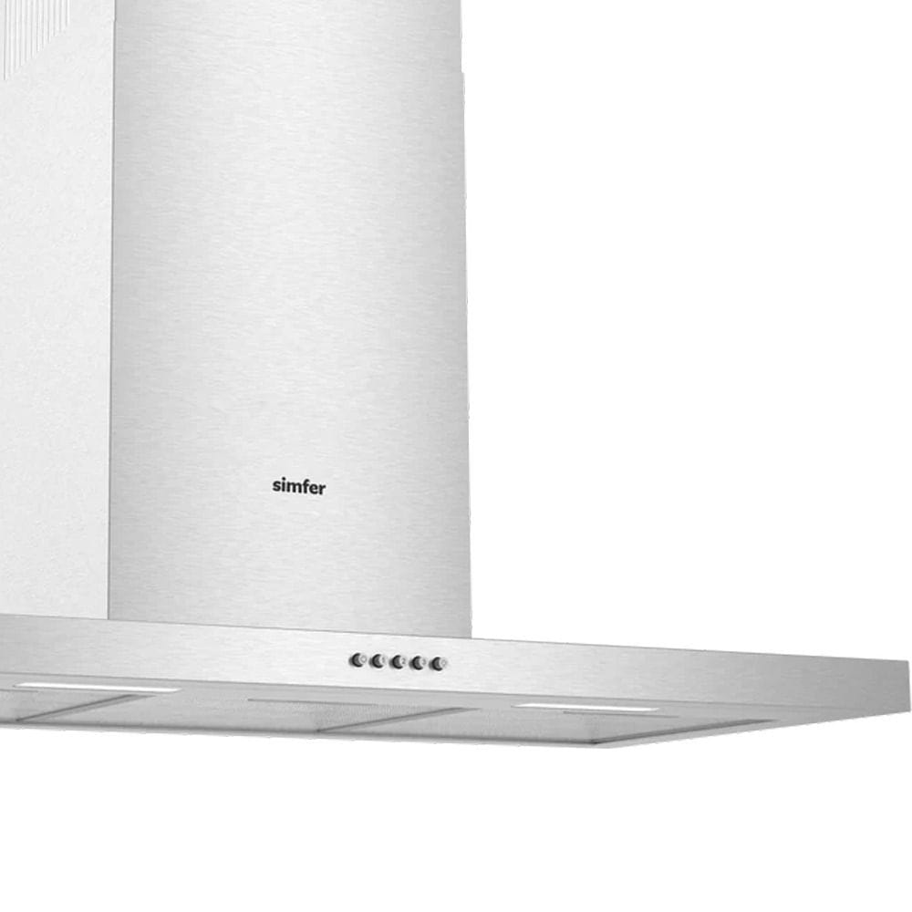 Simfer 90cm Wall-Mounted Cooker Hood, 3 Speed Settings, Powerful Kitchen Ventilation, Modern Chimney Design | Silver - SMF8933