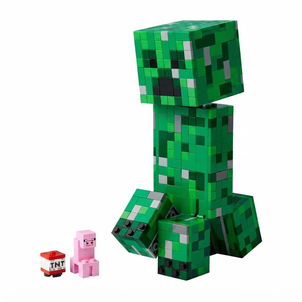 LEGO Minecraft The Creeper Building Toy for Kids, Large Posable Action Figure with Hidden 1 Creeper Minifigure, 10+ years