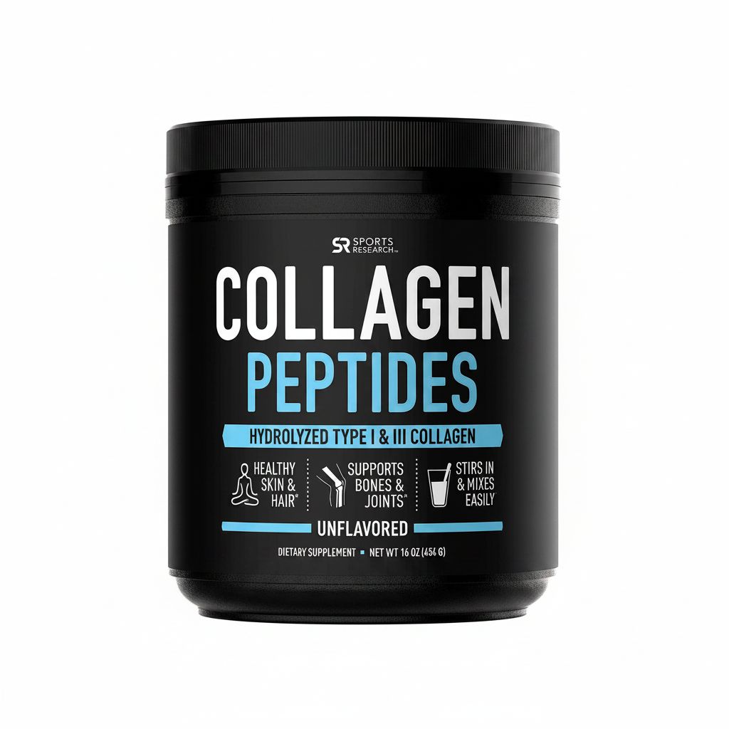 Sports Research Collagen Peptides, Type I & III Unflavored Powder - 16 oz