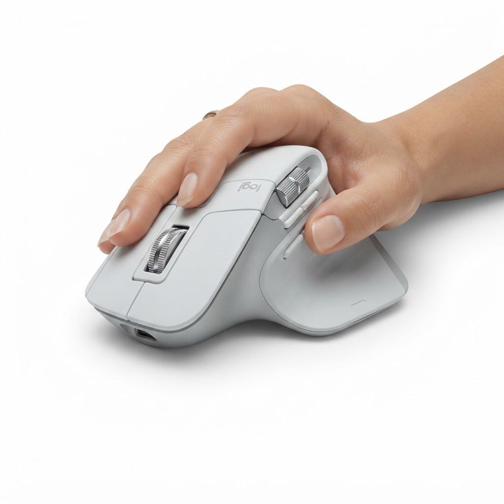 Logitech MX Master 3S Wireless Performance Mouse, 8K DPI Track on Glass, Quiet Clicks, MagSpeedPale Grey