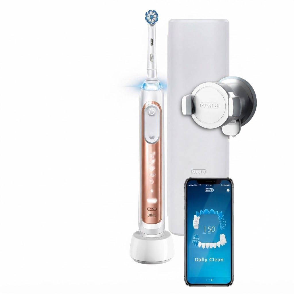 Oral-B Genius X AI Electric Toothbrush, Rose Gold - Pressure Sensor, 6 Modes, USB Travel Case