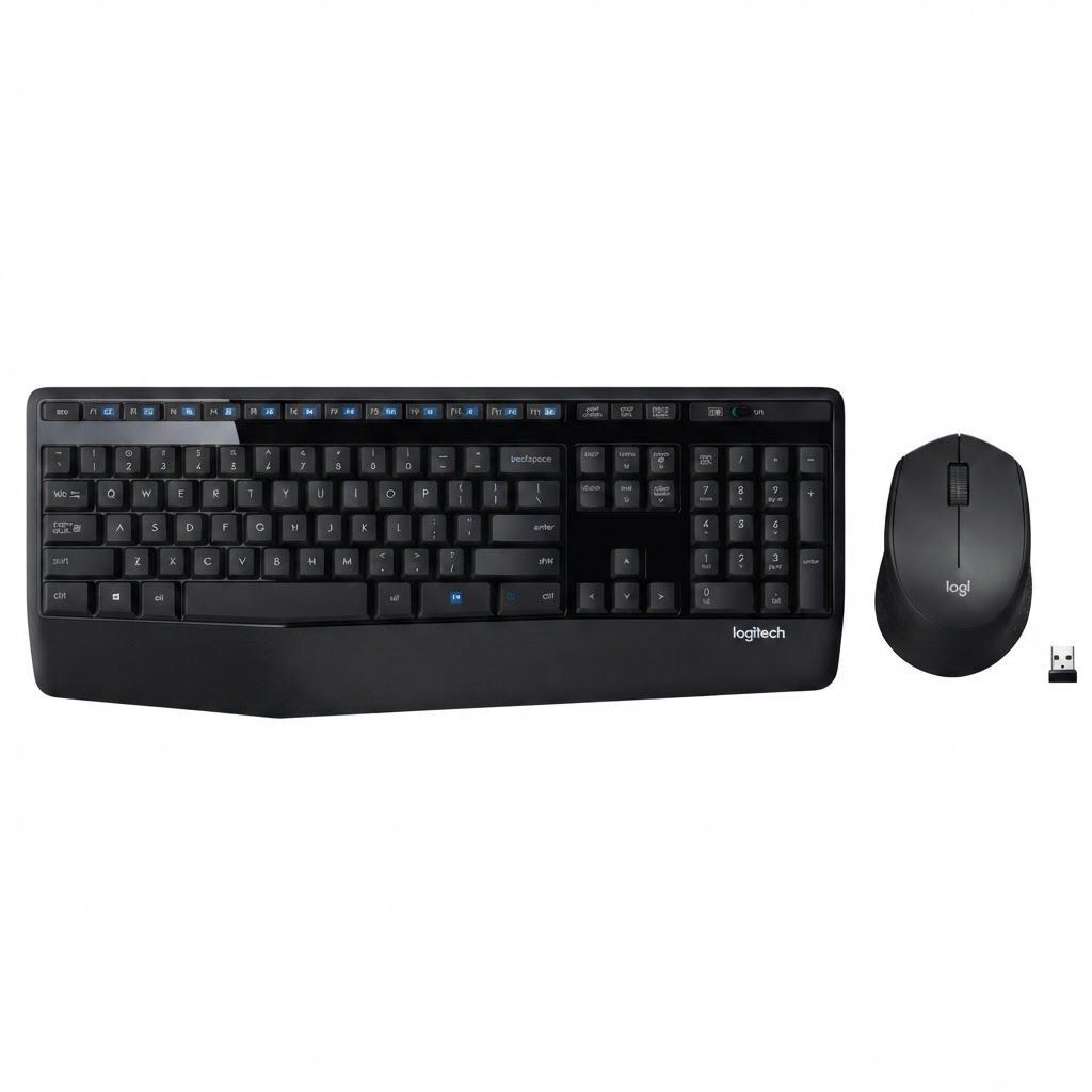 Logitech MK345 Wireless Keyboard and Mouse Combo - Full-Sized Keyboard with Palm Rest, Comfortable | Black