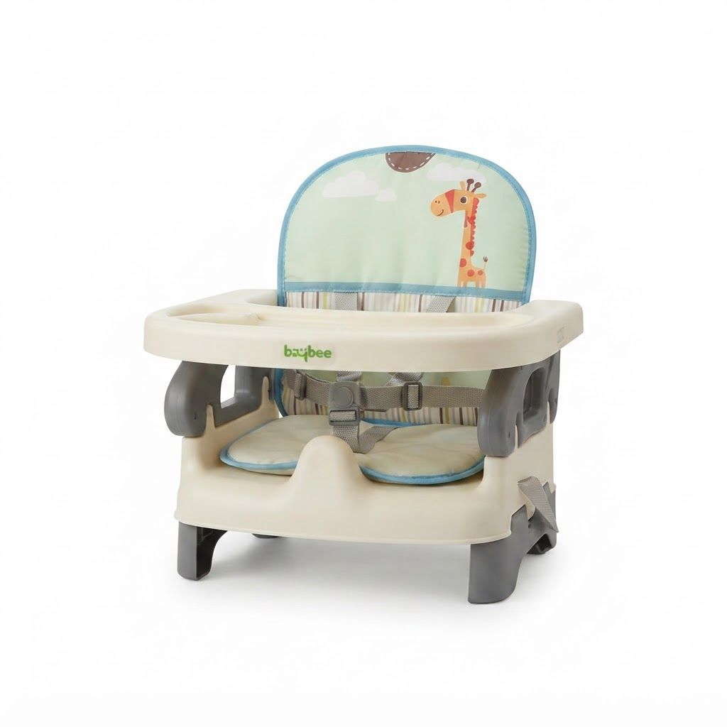 Baybee 2-in-1 Baby Booster Seat for Dining, Portable Feeding Chair with Removable Tray & 3-Point Safety Harness