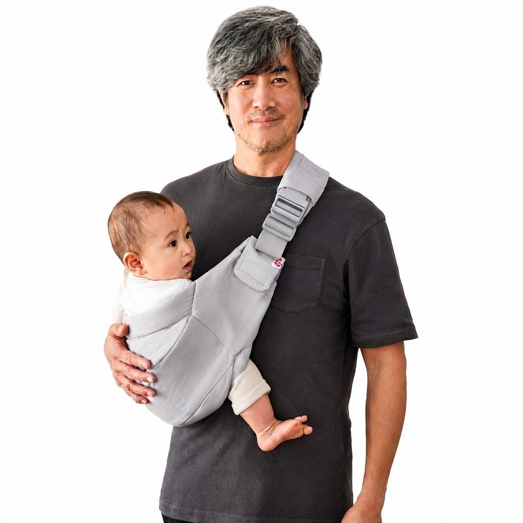 Ergobaby Upsie Sling Carrier, Ergonomic Wide Bucket Seat For Full Support, Cushioned Strap For Caregiver Comfort, Stylish And Reliable Design - Pearl Gray