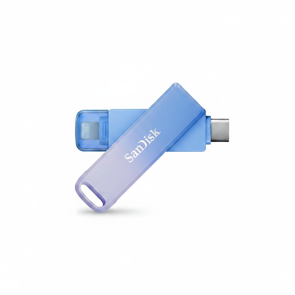 سانديسك كرييتور فون درايف سعة 256 جيجابايت مع موصلي USB Type-C ولايتنينغ، أزرق