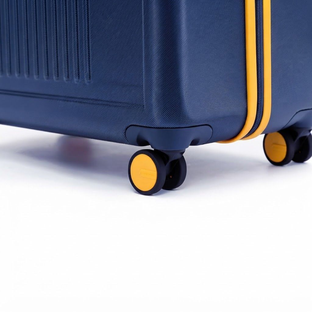 Mokobara Transit Luggage Set of 3 (40L+65L+100L) - German Makrolon Polycarbonate Hardshell, Silent, Blue, TSA-Approved Combination Lock