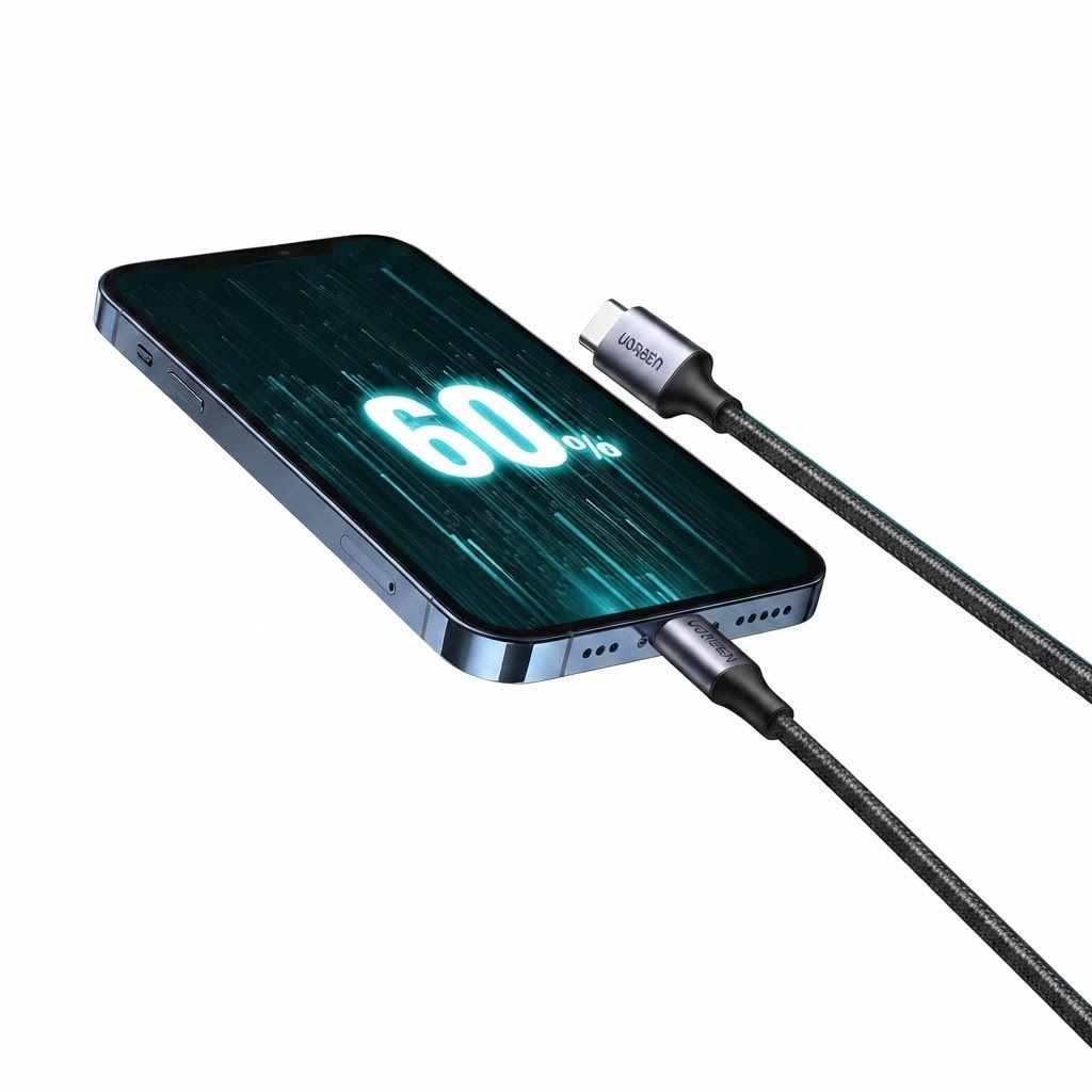 UGREEN USB C to Lightning Cable 2M MFi Certified Fast Charging Braided Cord PD 20W Charger for iPhon