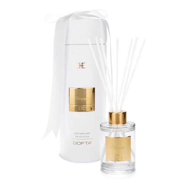 Dofta Champagne Reed Diffuser, Luxury Home Fragrance, Long-Lasting Fruity Floral Aroma, Elegant Decorative Scent Diffuser for Home & Office - 120ml