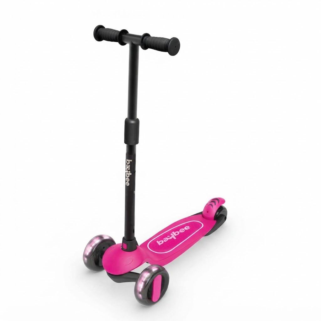Baybee Alpha-Glide Kids 3-Wheel Kick Scooter, LED Light-Up Wheels, Foldable Design & Adjustable Height Handlebar