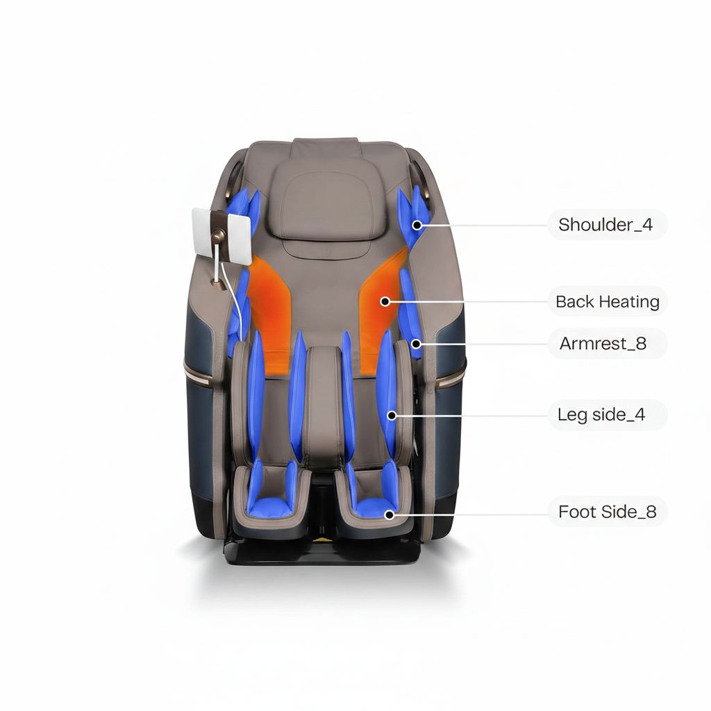 Rotai Full Body Massage Chair, 4D Foot Rollers, Heating, 22 Auto Programs, Space Capsule Design, Zero Gravity, Voice Control - Blue - RT5652 