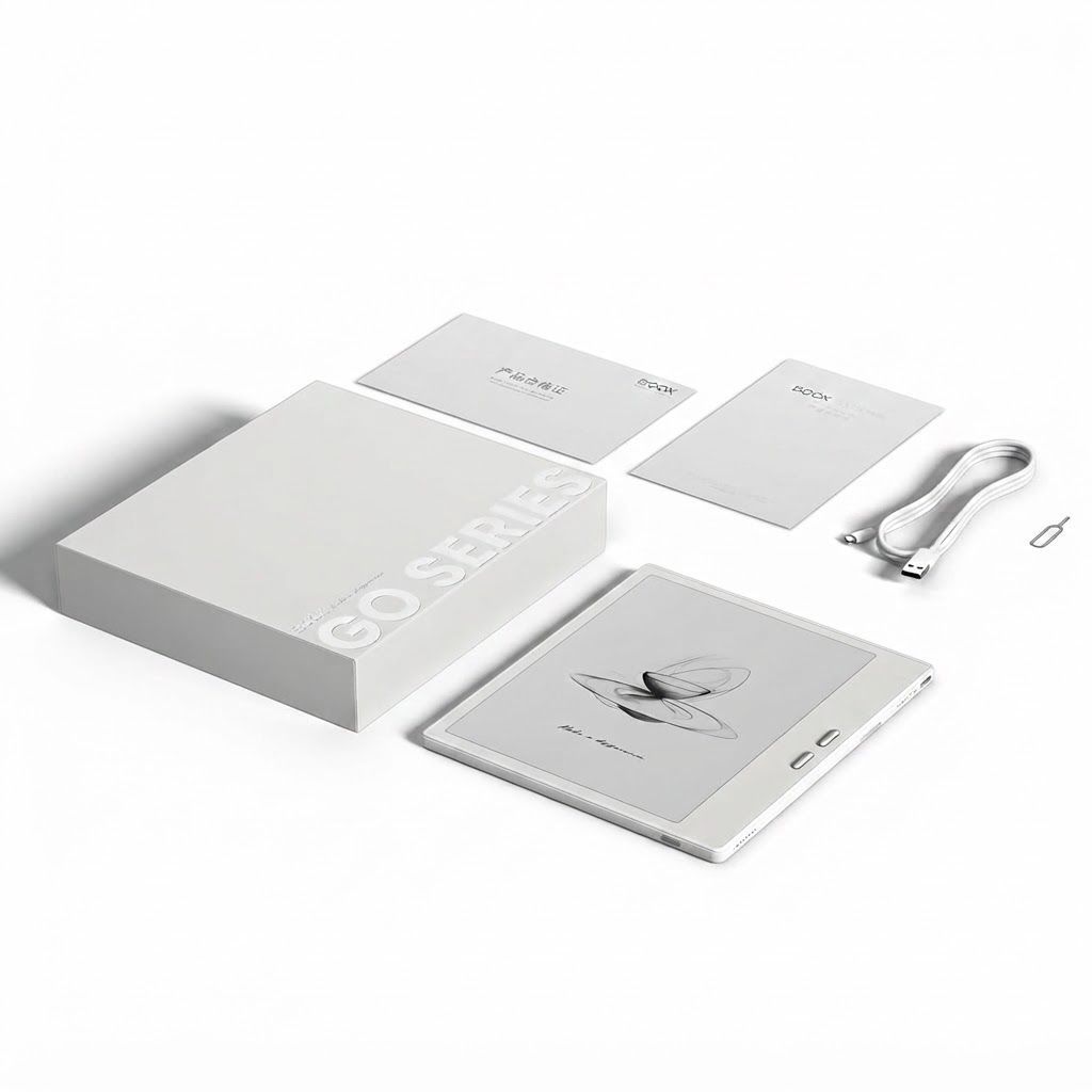 قارئ إلكتروني BOOX Go 7 بشاشة أحادية اللون بتقنية الحبر الإلكتروني Carta 1300، نظام تشغيل أندرويد 13، ذاكرة وصول عشوائي 4 جيجابايت، سعة تخزين 64 جيجابايت، منفذ بطاقة microSD، إضاءة أمامية، شاشة لمس، تصميم فائق النحافة | أبيض