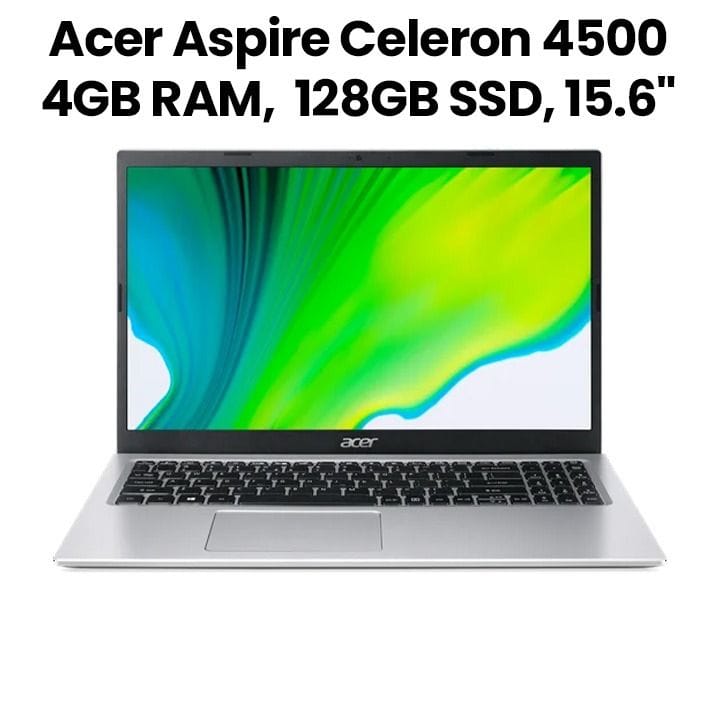 Acer Aspire A115-32-C28P Laptop, Celeron 4500, 4GB RAM, 128GB SSD, 15.6" Display, Windows 10 S - Silver | ACO