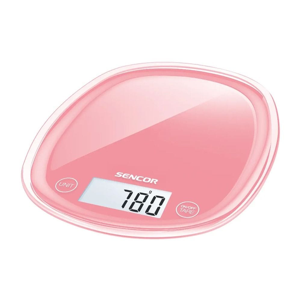 Sencor Digital Kitchen Scale, Ultra Slim Design, Touch Control Sensors, Large Backlit LCD, Tare Function For Weight Of Container - Red - SKS 34RD