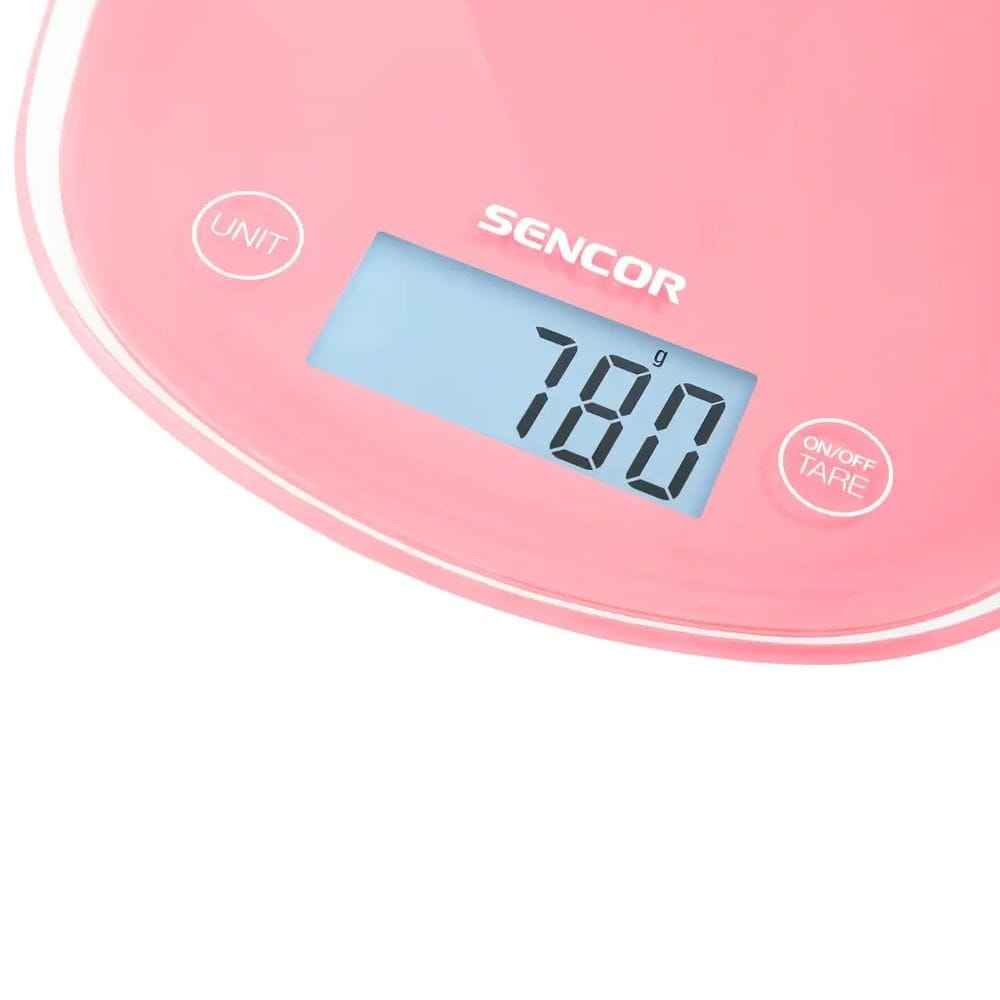Sencor Digital Kitchen Scale, Ultra Slim Design, Touch Control Sensors, Large Backlit LCD, Tare Function For Weight Of Container - Red - SKS 34RD
