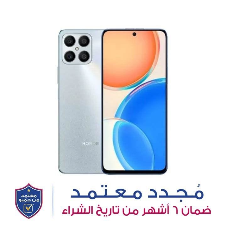 هونر هاتف ذكي X8 سعة 6 جيجابايت + 128 جيجابايت لون فضي تيتانيوم