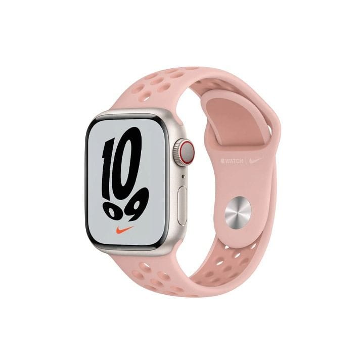 Apple Watch Nike Sport Band 45mm, High-Performance Fluoroelastomer, Regular - Pink Oxford/Rose Whisper - MN6Q3ZM/A