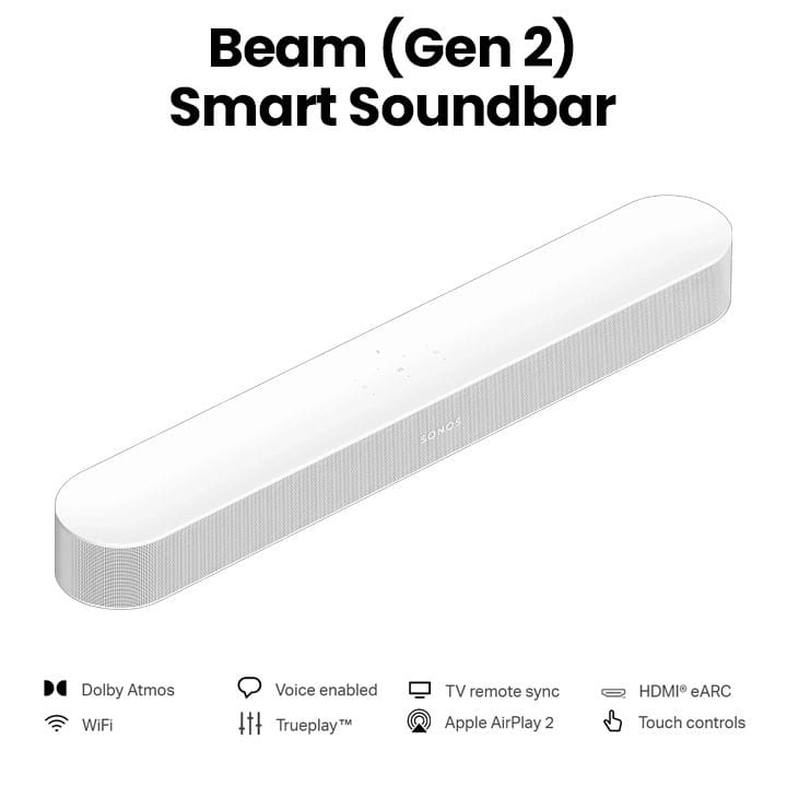Sonos Beam Wireless Soundbar with Dolby Atmos - White